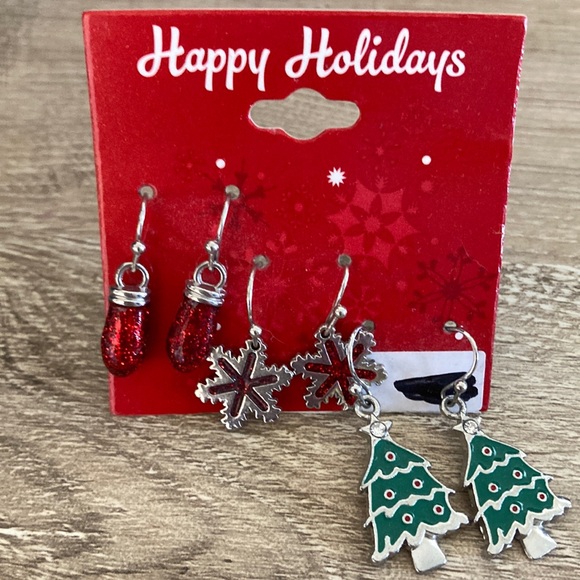 Jewelry - Happy Holidays Set of 3 Christmas Earrings